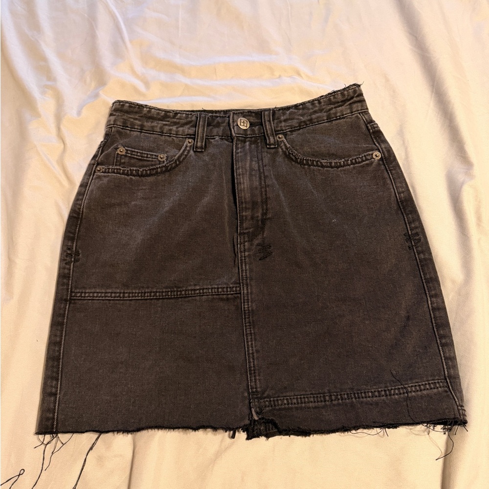 Ksubi Black Denim Patchwork Mini Skirt